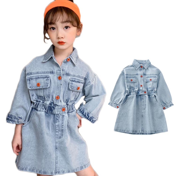 楽天市場】デニムワンピース キッズ 長袖 ワンピース キッズロング