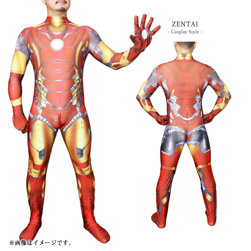 楽天市場】Zentai ヒーロー レッド アメコミ ゼンタイ ファスナー付き