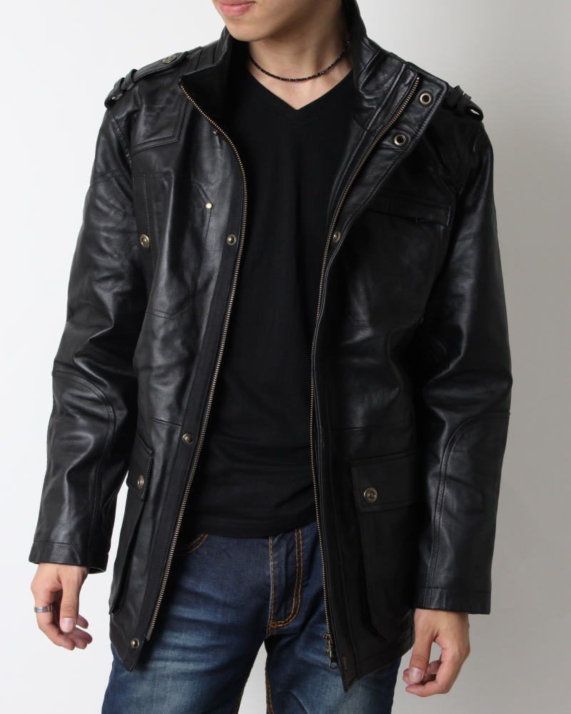 楽天市場】Freedom レザーコート メンズ ラムレザー 革ジャン M-65