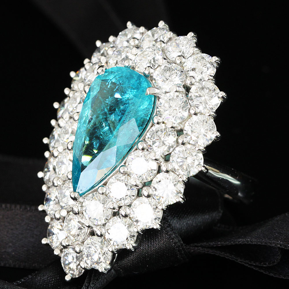 楽天市場】パライバトルマリン リング ブラジル産 ネオンブルー 7.36ct