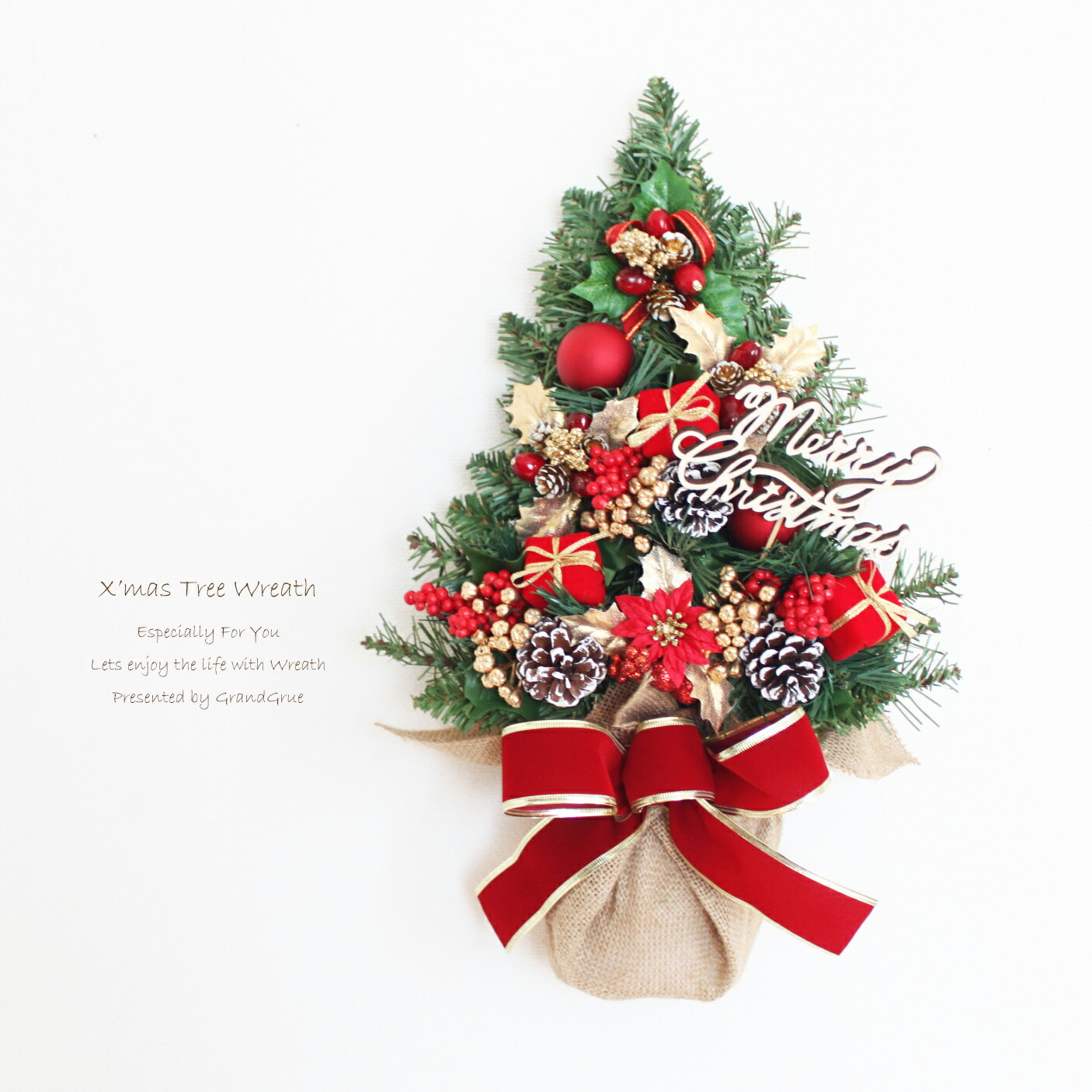 楽天市場】【セール】壁に掛けるクリスマスツリー（リースタイプ）M