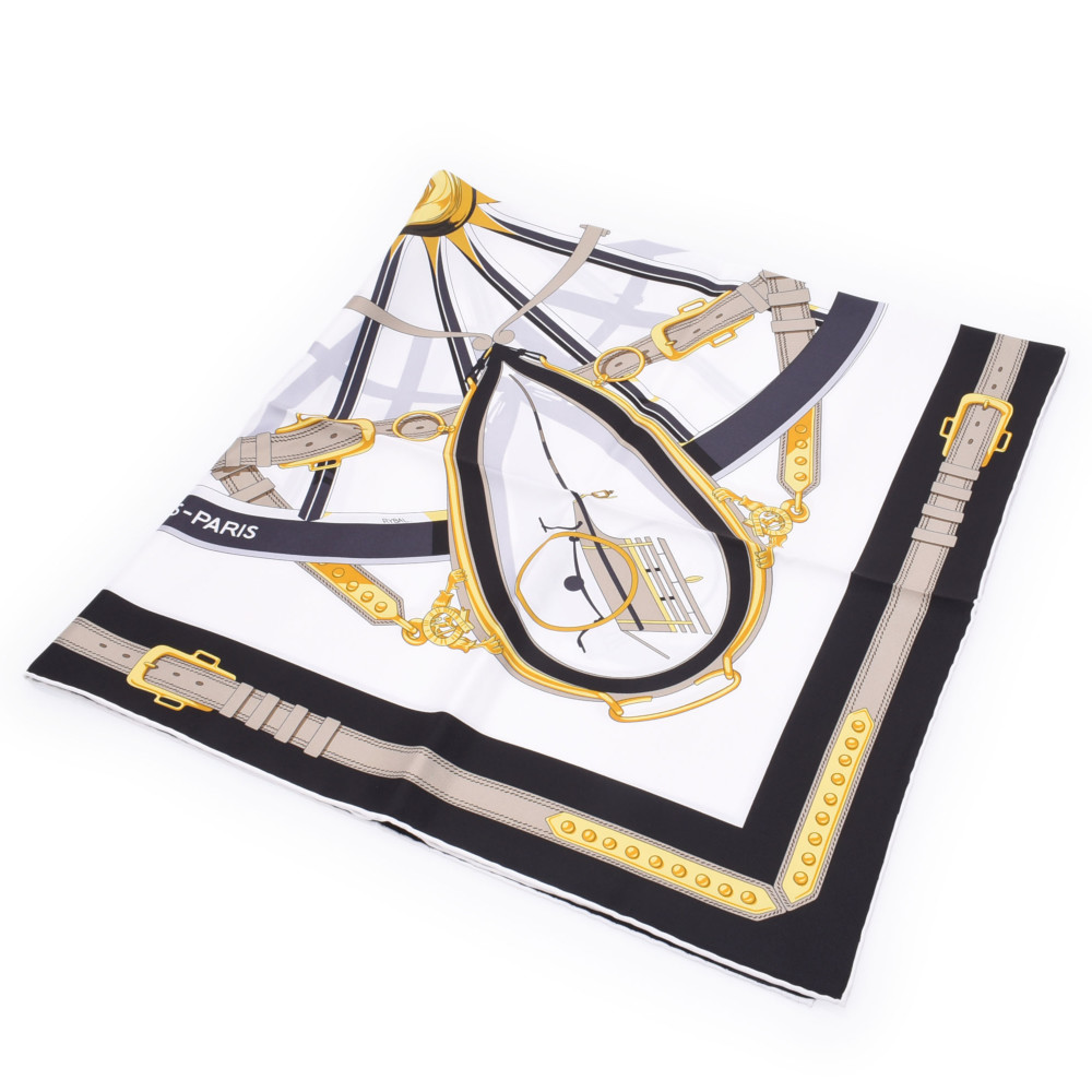 楽天市場】HERMES エルメス カレ90 自由への車輪 2021春夏 白/黒