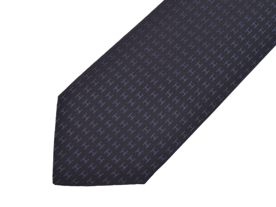 楽天市場】新品 エルメス ネクタイ H柄 シルク100％ 黒/マリン HERMES