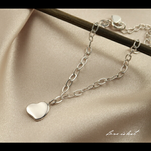 楽天市場】シンプル ハート シルバー ブレスレット 15〜18cm シルバー