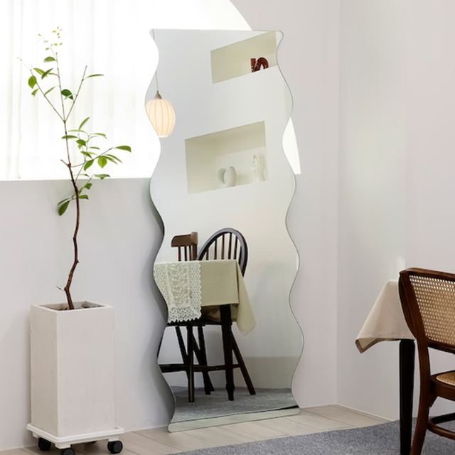 楽天市場】ノーフレーム ウェーブミラー全身ミラー A1 TYPE 4サイズ