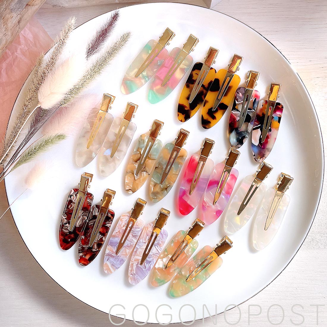 楽天市場】《送料無料》マーブルアクリルヘアクリップ 前髪クリップ 2