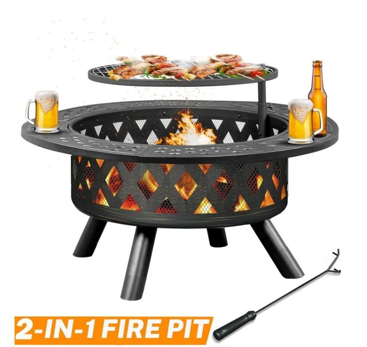 楽天市場】【送料無料】BBQグリル付！ 特大 アウトドア用 焚き火台