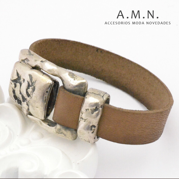 楽天市場】スペイン直輸入 A.M.N レザーブレスレット ブラウン