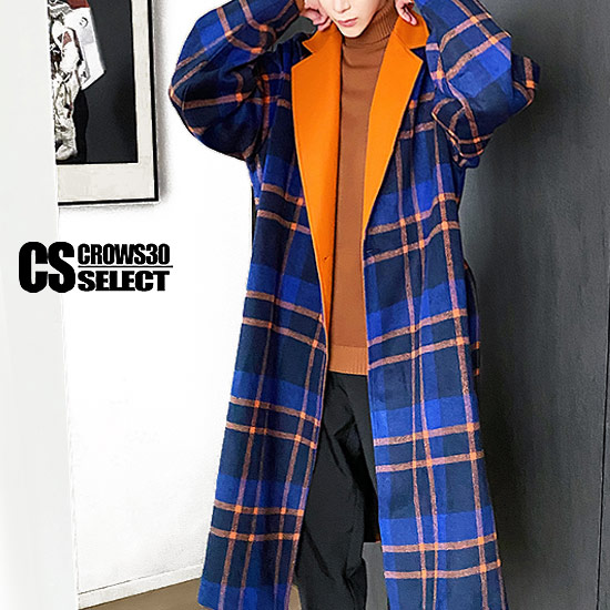 楽天市場】チェックコート メンズ モード系 メンズ ロングコート