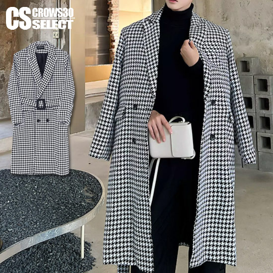 楽天市場】チェックコート メンズ モード系 ロングコート メンズ V系