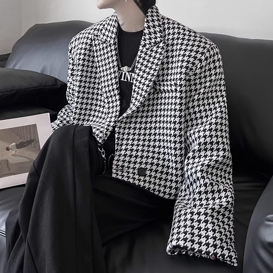 楽天市場】千鳥格子 チェック柄 ジャケット メンズ ショート丈 モード