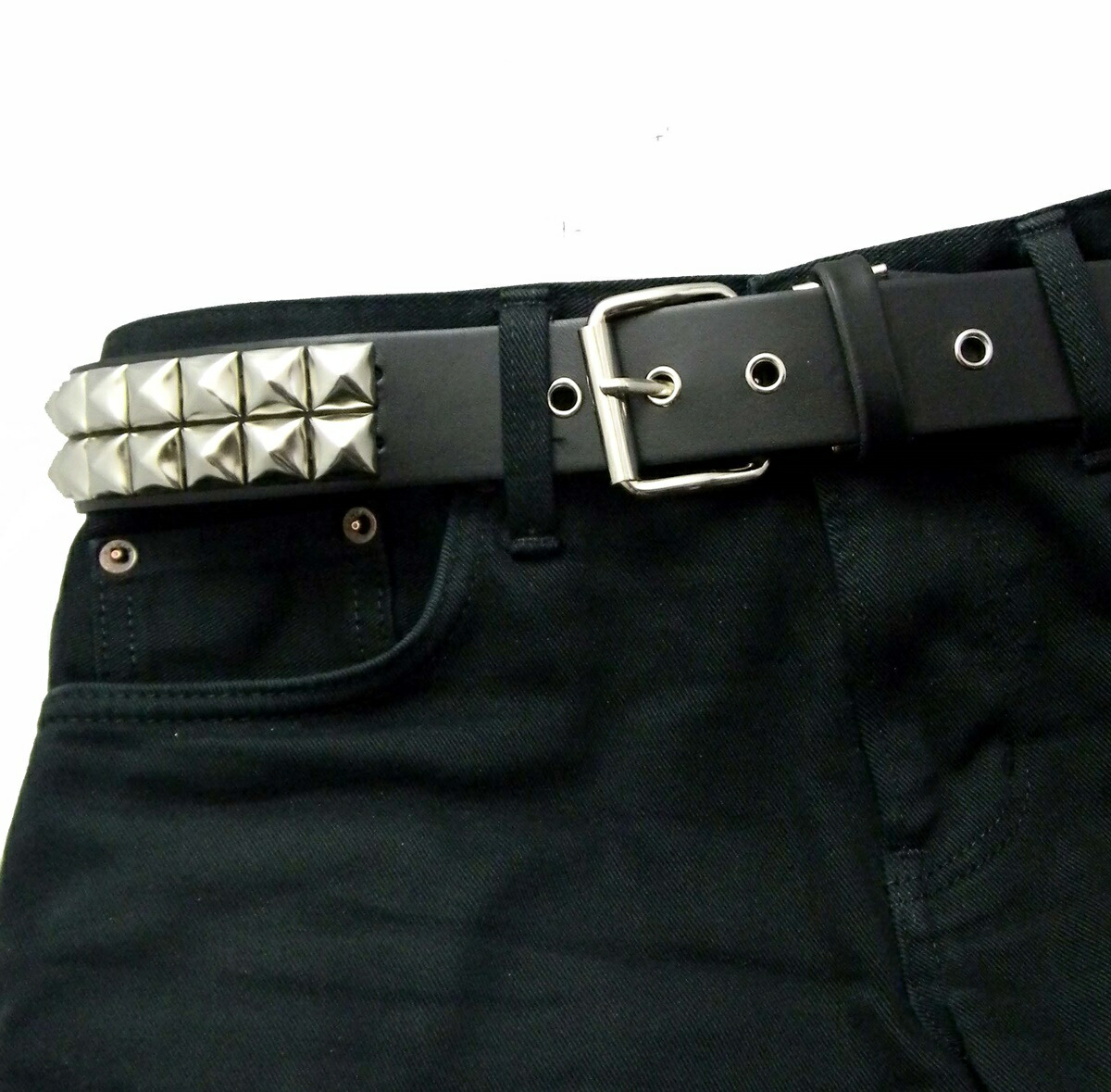 楽天市場】スタッズベルト ピラミッド鋲 パンク 本革 2連スタッズ