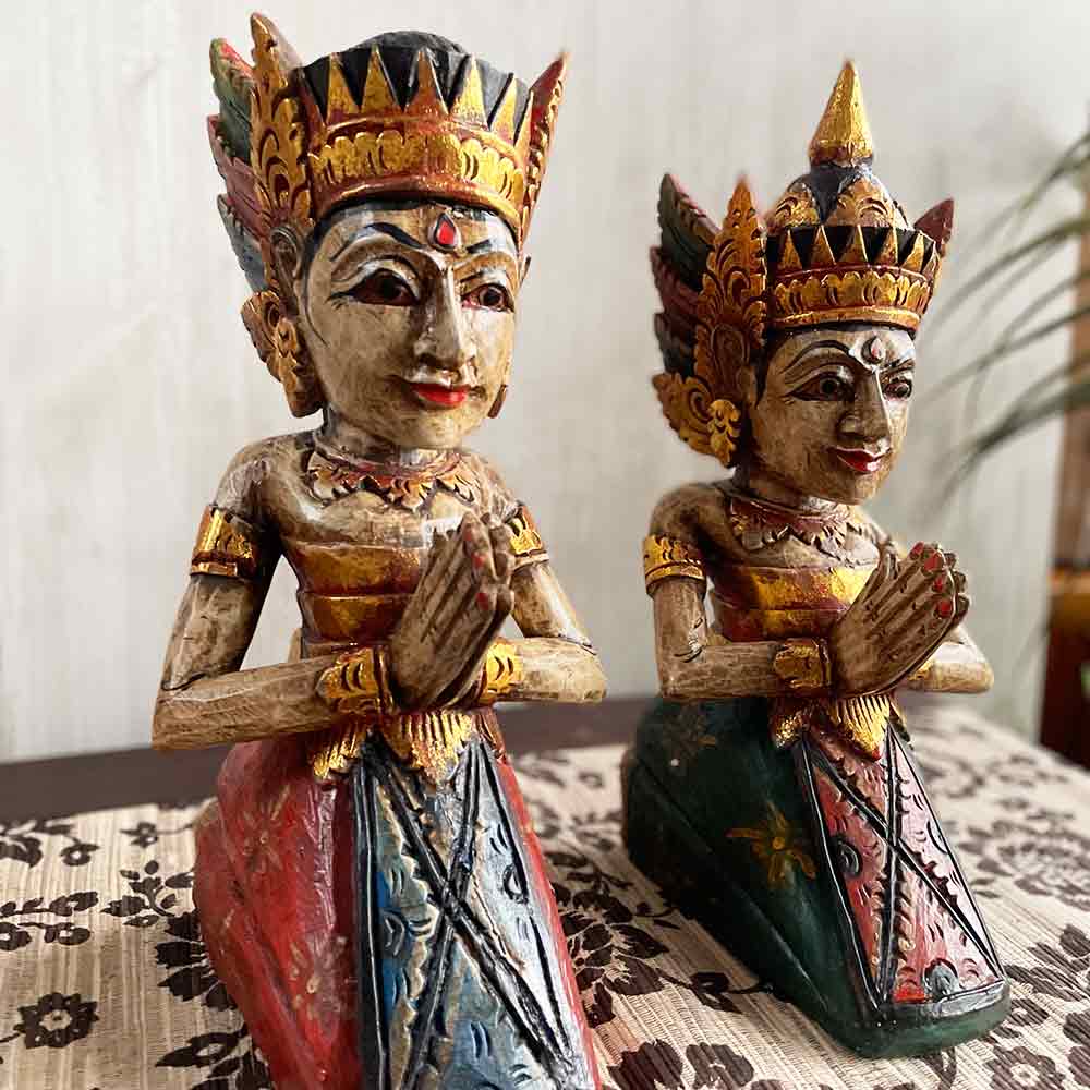 楽天市場】木彫り 祈る バリニーズ カップル像 ペア セット 座る