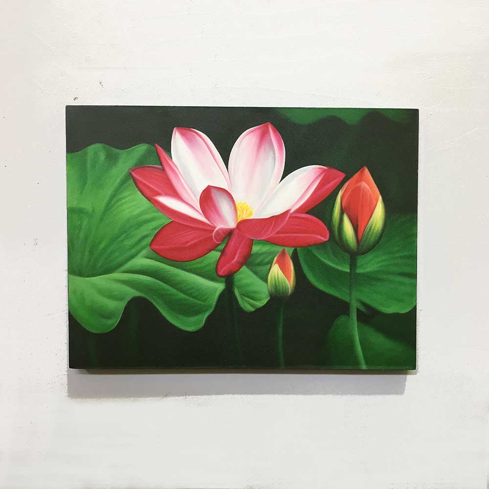 楽天市場】【インテリア雑貨 おしゃれ バリ風】 人気 花の絵 蓮の花