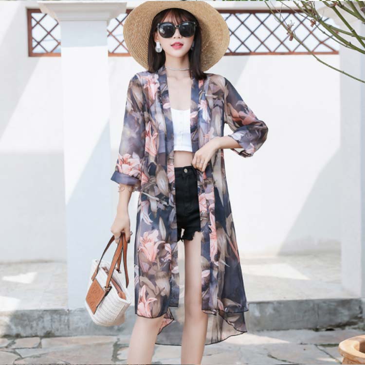 楽天市場】全16柄選べる！総柄ロングカーディガン サマーカーディガン