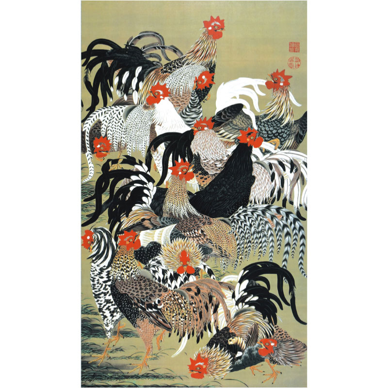 楽天市場】伊藤若冲 動植綵絵 群鶏図 高級仕様 額 美術品 インテリア