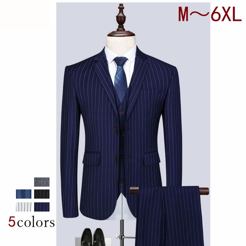 楽天市場】3ピーススーツ メンズ スーツ ストライプ柄 3ピース メンズ