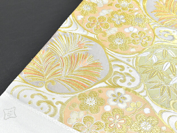 楽天市場】シルバー 西陣織 藤原謹製 正絹 高級袋帯 光琳寿文【お仕立