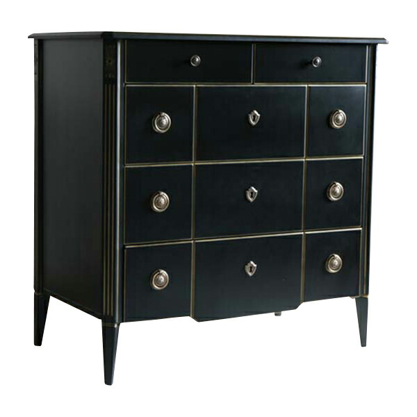 楽天市場】送料無料 ロココ調 4段チェスト ブラック 約W90×約D50×約H90