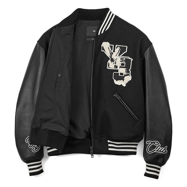 11937【美品・XLサイズ】Y-3 刺繍ロゴレターマンジャケット スタジャン