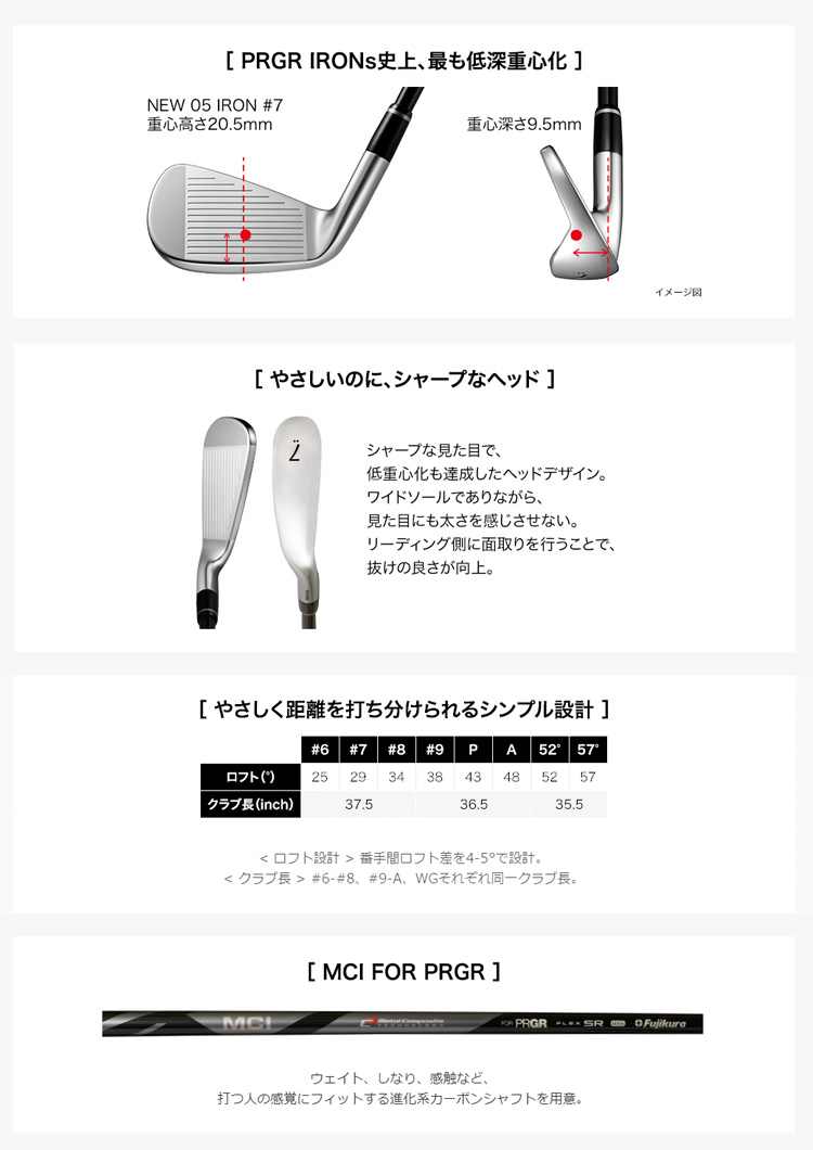 楽天市場】(即納)(クリアランス)プロギア(PRGR) 05アイアンセット(5本