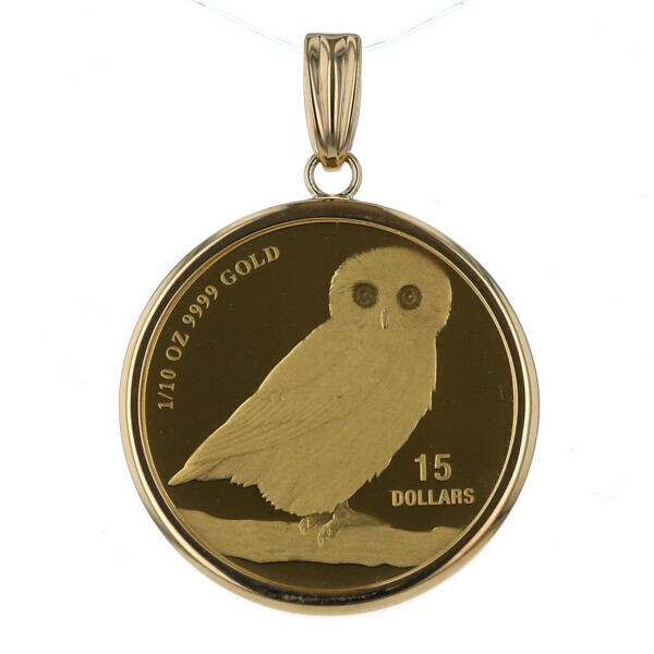 楽天市場】K24YG K18YG 純金 ペンダントトップ ツバルフクロウ金貨 1
