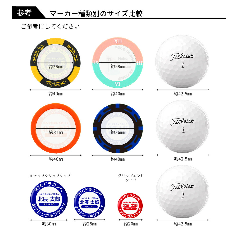 楽天市場】ゴルフマーカー 名入れ 25mm キャップクリップ台座セット
