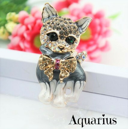 楽天市場】スワロフスキー 猫 ( ネコ )ブローチ : Aquarius