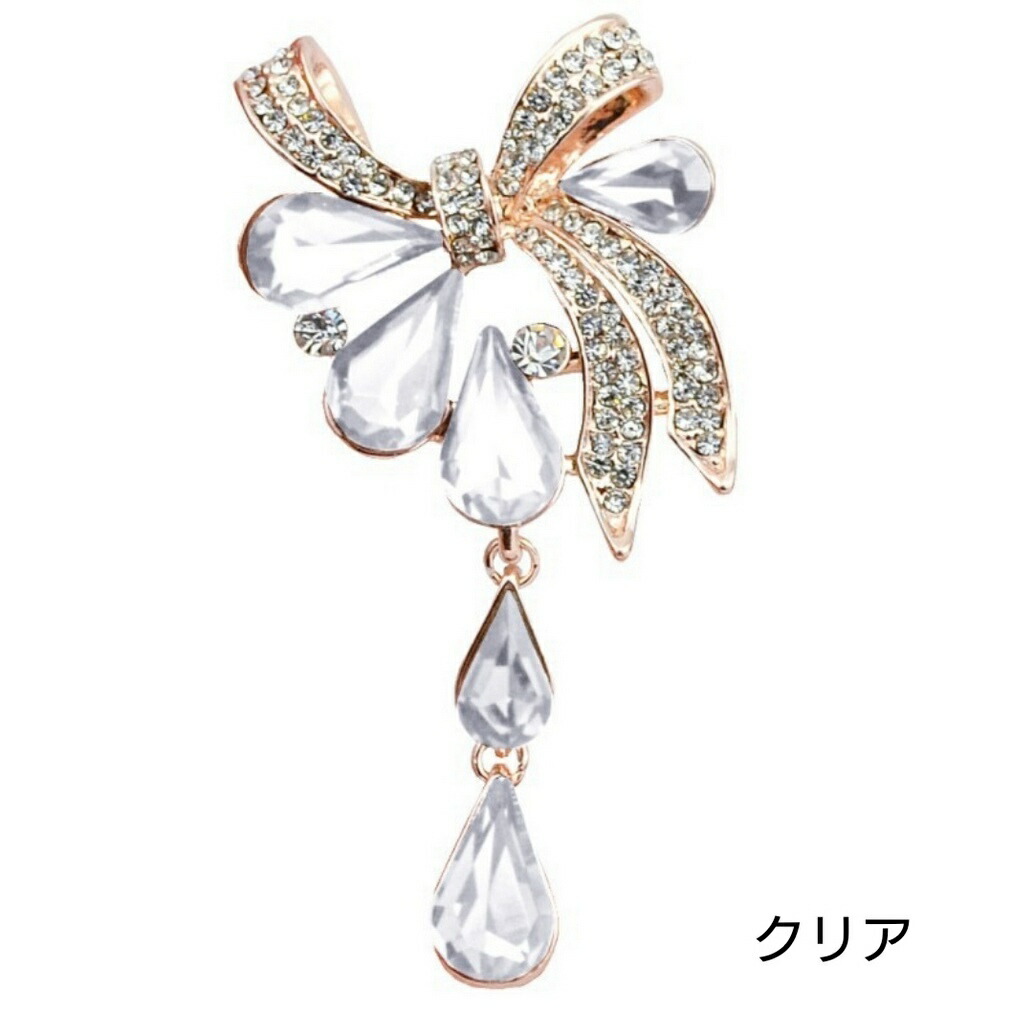 楽天市場】スワロフスキー 揺れる ドロップ リボン ブローチ2カラー