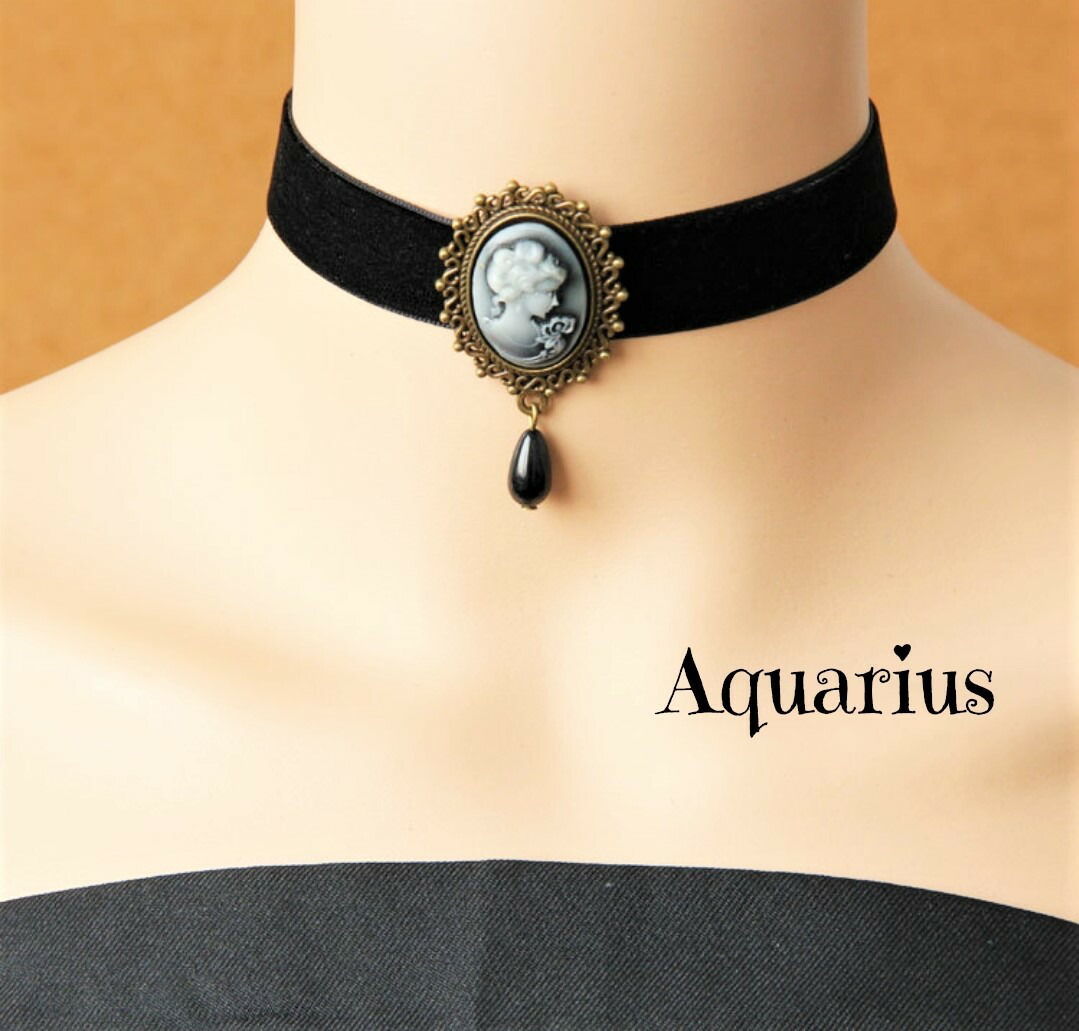 楽天市場】ベルベット カメオ リボン チョーカーシルバー : Aquarius