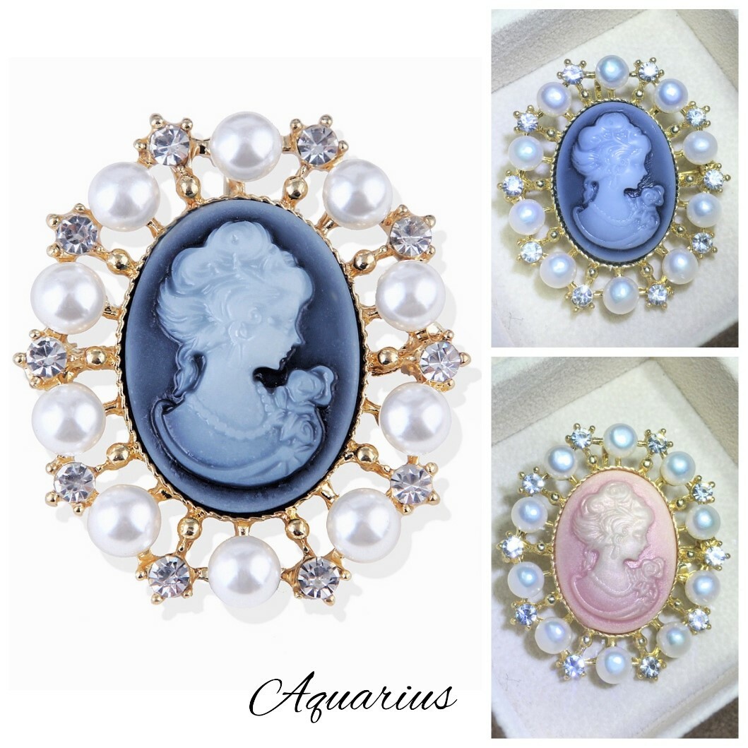 楽天市場】パール キュービックジルコニア カメオ ブローチ2カラー