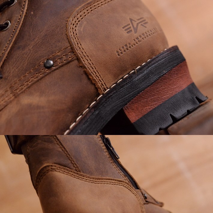 楽天市場】本革 レザー ALPHA INDUSTRIES アルファ バイカー ブーツ