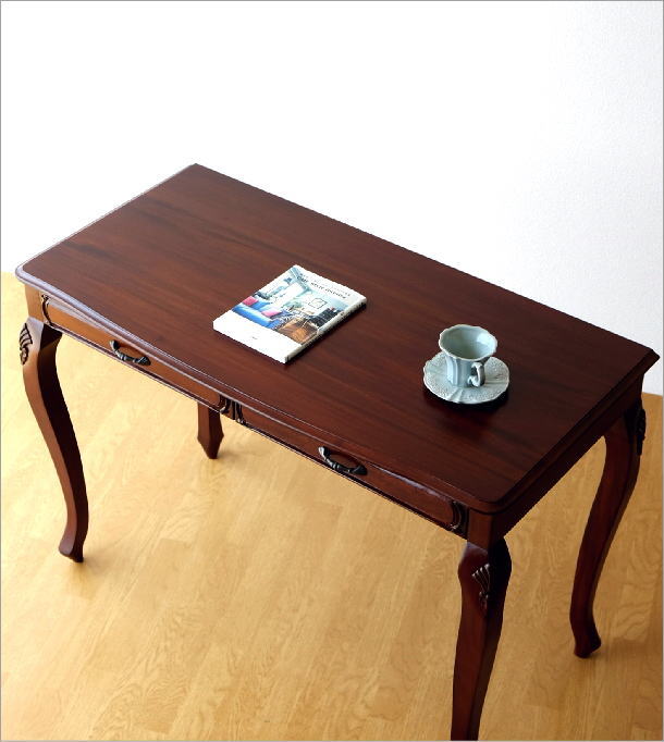 楽天市場】マホガニー無垢材 机 デスク 木製 総無垢材 猫脚 猫足