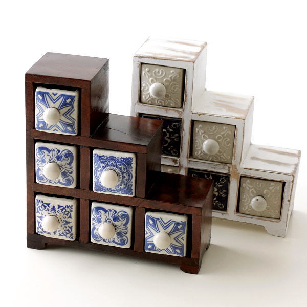 楽天市場】小物入れ 引き出し ミニチェスト 卓上 木製 陶器