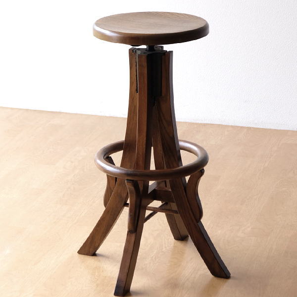 楽天市場】ハイスツール 木製 オーク 無垢材 スツール 昇降式