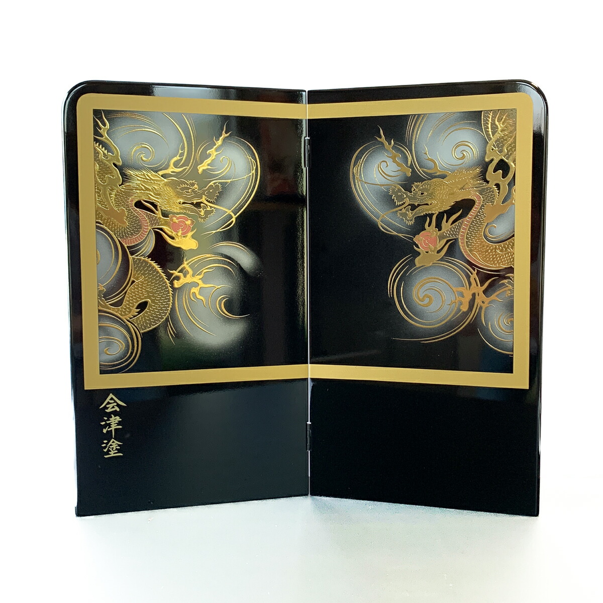 楽天市場】屏風二曲黒金向かい龍15 : HANEYA Design -ハネヤデザイン-