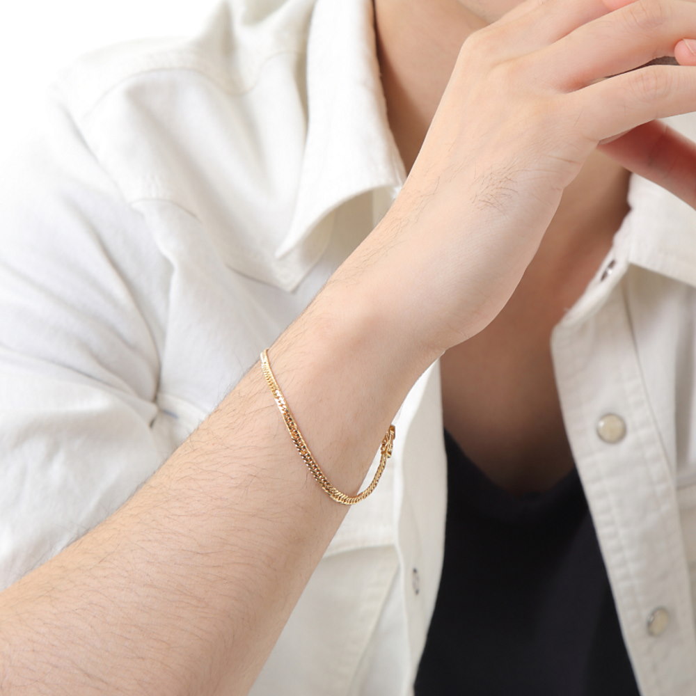 楽天市場】18金 喜平 ブレスレット 6面 ダブル 5g 18cm メンズ