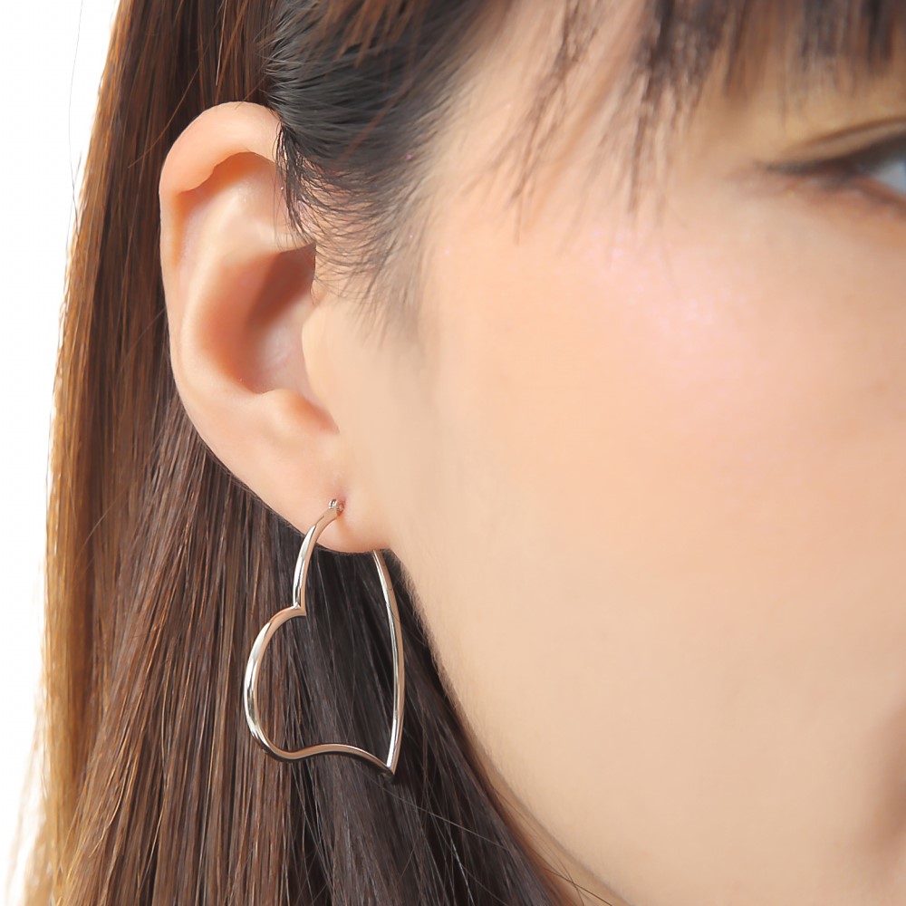 楽天市場】18金 K18 フープ ピアス オープン ハート レディース