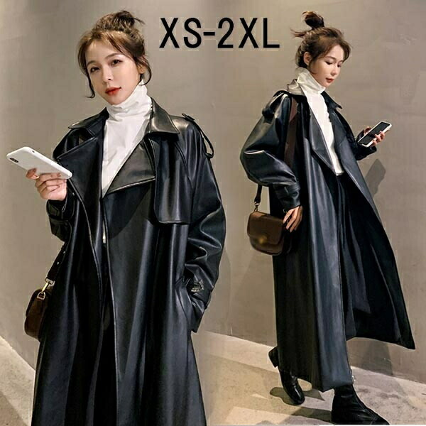 楽天市場】PUレザー コート レディース ロングコート フェイクレザー