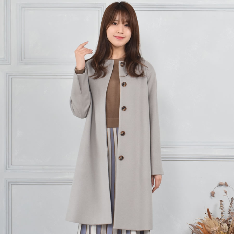 楽天市場】【 30％OFFクーポン】ノーカラーコート カシミヤコート