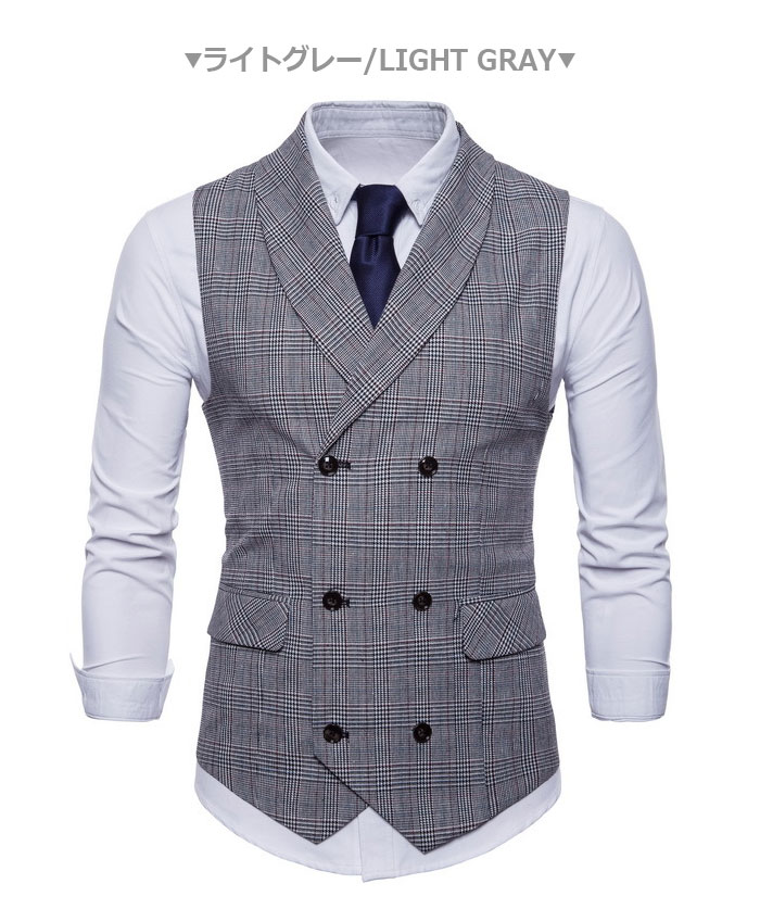 楽天市場】フォーマル ベスト メンズ チェック ジレベスト スーツ生地
