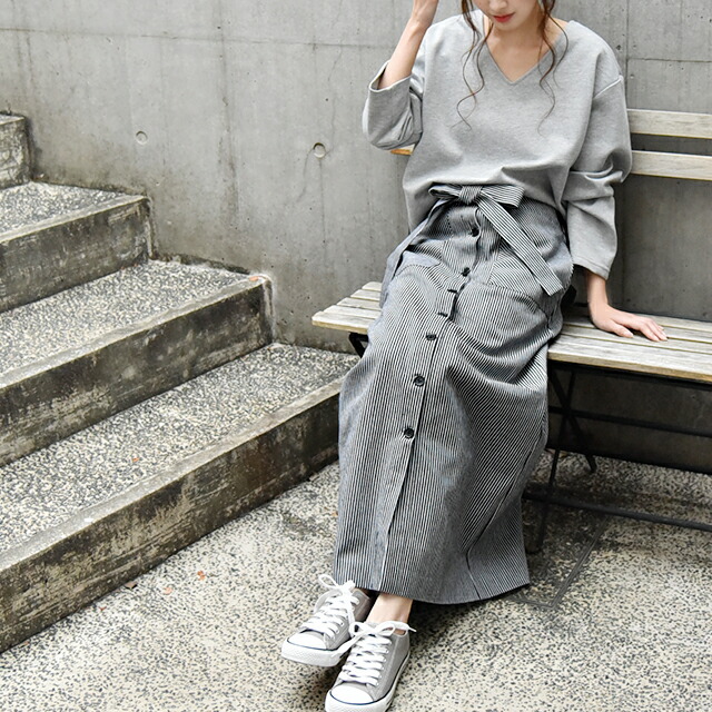 楽天市場】スカート ロングスカート レディース ストライプ マキシ