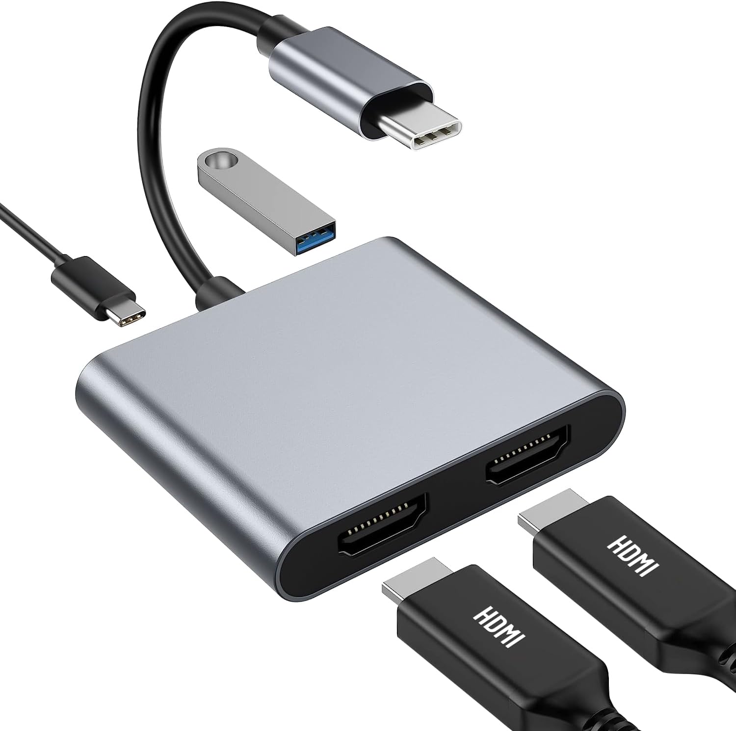 楽天市場】USB C デュアル HDMI 変換アダプター 4 in 1 USB C ハブ在宅