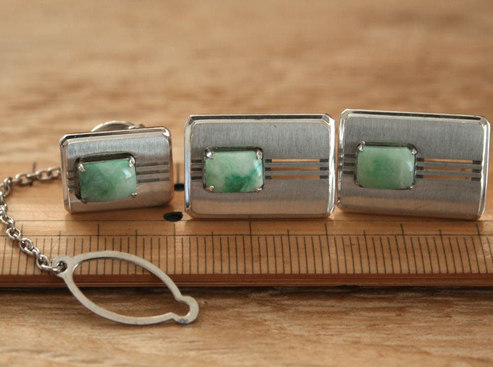 翡翠 緑色 フック型カフリンクス 【公式通販】