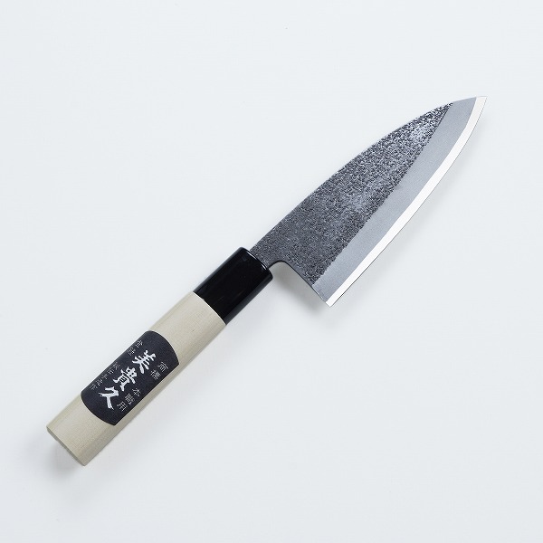 楽天市場】美貴久 小出刃包丁 片刃 120mm 白紙2号 鋼付 槌目仕上げ