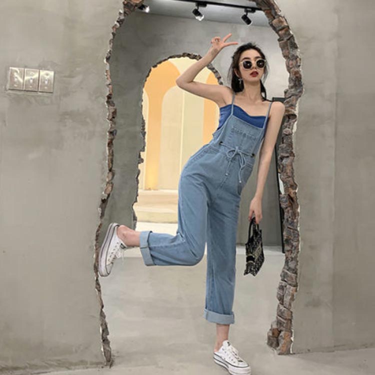 楽天市場】デニムサロペット サロペット ゆるデニムサロペット ワイド