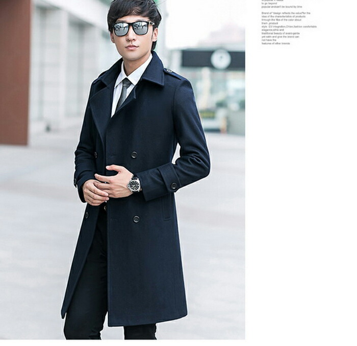 楽天市場】ロングコート メンズ ウール トレンチコート メンズ ロング