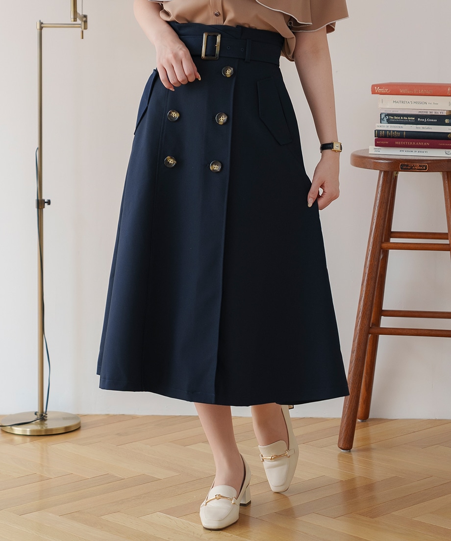 楽天市場】トレンチスカート is amulet. レディース ネイビー キャメル