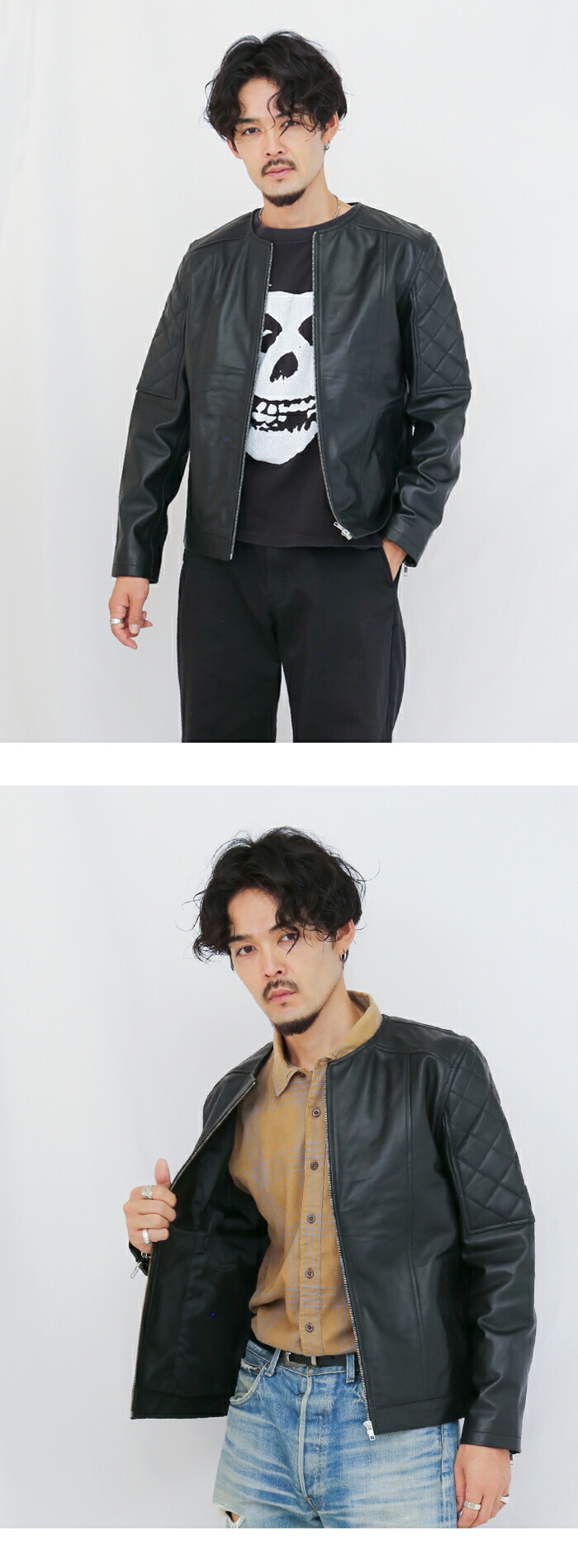 楽天市場】【3/11まで！50％オフ】レザージャケット ノーカラー ノー