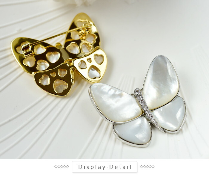 楽天市場】ブローチ 蝶 バタフライ 天然白蝶貝 黒蝶貝 シェル シンプル